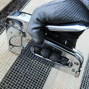 Fine white insect netting on a polyhouse vent